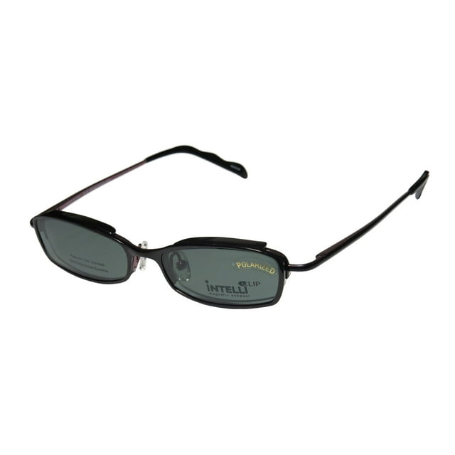NEW ELITE COMFORTABLE CLIPON EYEWEAR 766 MENS/WOMENS DESIGNER HALF-RIM BLACK / PLUM FRAME DEMO LENSES 47-17-135 SUNGLASS LENS CLIP-ONS FLEXIBLE HINGES EYEGLASSES/GLASSES