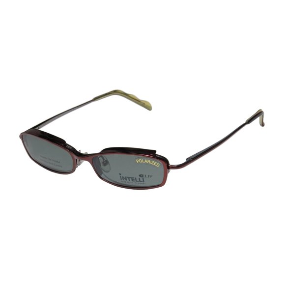 NEW ELITE COMFORTABLE CLIPON EYEWEAR 766 MENS/WOMENS DESIGNER HALF-RIM BURGUNDY FRAME DEMO LENSES 47-17-135 SUNGLASS LENS CLIP-ONS FLEXIBLE HINGES EYEGLASSES/EYEWEAR