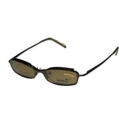 NEW ELITE EYEWEAR 766 COMFORTABLE CLIPON MENS/WOMENS DESIGNER HALF-RIM SHINY BROWN FRAME DEMO LENSES 47-17-135 SUNGLASS LENS CLIP-ONS SPRING HINGES EYEGLASSES/GLASSES