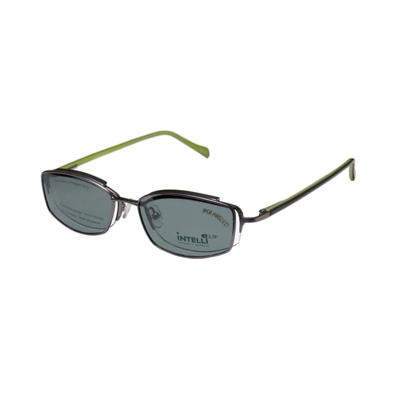 NEW ELITE ELEGANT HIP CLIPON EYEWEAR 748 MENS/WOMENS DESIGNER HALF-RIM MATTE SILVER / OLIVE FRAME DEMO LENSES 50-18-135 SUNGLASS LENS CLIP-ONS SPRING HINGES EYEGLASSES/EYEGLASS FRAME