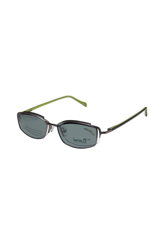 NEW ELITE ELEGANT HIP CLIPON EYEWEAR 748 MENS/WOMENS DESIGNER HALF-RIM MATTE SILVER / OLIVE FRAME DEMO LENSES 50-18-135 SUNGLASS LENS CLIP-ONS SPRING HINGES EYEGLASSES/EYEGLASS FRAME