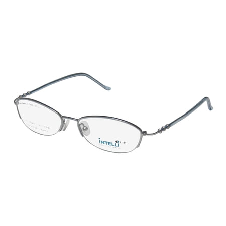 NEW ELITE POPULAR SHAPE COMFORTABLE EYEWEAR 751 WOMENS/LADIES DESIGNER HALF-RIM LIGHT BLUE FRAME DEMO LENSES 51-16-140 SPRING HINGES EYEGLASSES/SPECTACLES