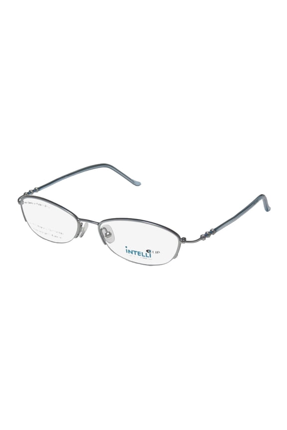 NEW ELITE POPULAR SHAPE COMFORTABLE EYEWEAR 751 WOMENS/LADIES DESIGNER HALF-RIM LIGHT BLUE FRAME DEMO LENSES 51-16-140 SPRING HINGES EYEGLASSES/SPECTACLES