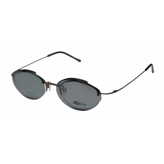NEW ELITE SPECTACULAR CLIPON EYEWEAR EVOLITE 101 MENS/WOMENS DESIGNER HALF-RIM BROWN FRAME DEMO LENSES 47-18-135 SUNGLASS LENS CLIP-ONS EYEGLASSES/EYE GLASSES