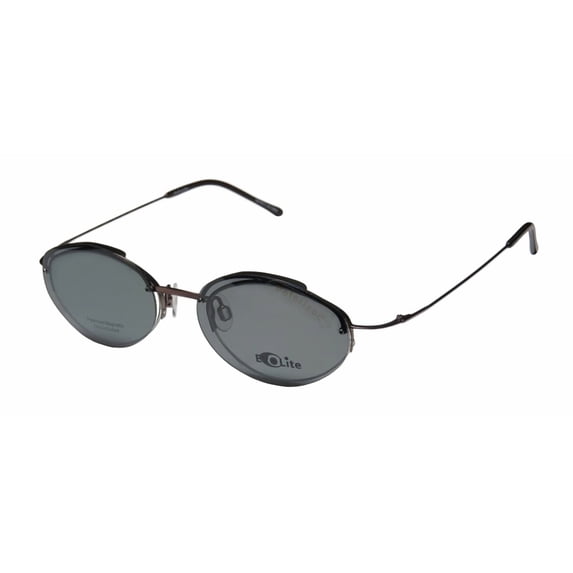 NEW ELITE SPECTACULAR CLIPON EYEWEAR EVOLITE 101 MENS/WOMENS DESIGNER HALF-RIM BROWN FRAME DEMO LENSES 47-18-135 SUNGLASS LENS CLIP-ONS EYEGLASSES/EYE GLASSES