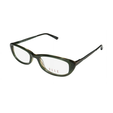 NEW ELLE 13351 WOMENS/LADIES RECTANGULAR FULL-RIM GREEN CAT EYE OPTIMAL EYE PROTECTION BEAUTIFUL FRAME DEMO LENSES 49-17-135 FLEXIBLE HINGES EYEGLASSES/EYEWEAR