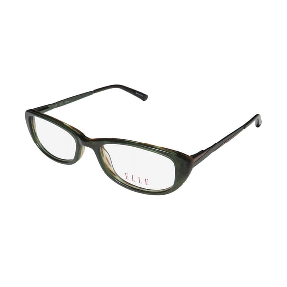 NEW ELLE 13351 WOMENS/LADIES RECTANGULAR FULL-RIM GREEN CAT EYE OPTIMAL EYE PROTECTION BEAUTIFUL FRAME DEMO LENSES 49-17-135 FLEXIBLE HINGES EYEGLASSES/EYEWEAR