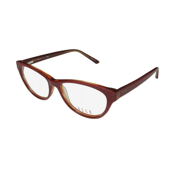 NEW ELLE 13415 WOMENS/LADIES CAT EYE FULL-RIM RED CAT EYE MODERN CONTEMPORARY LOOK STUNNING FRAME DEMO LENSES 53-15-135 FLEXIBLE HINGES EYEGLASSES/SPECTACLES