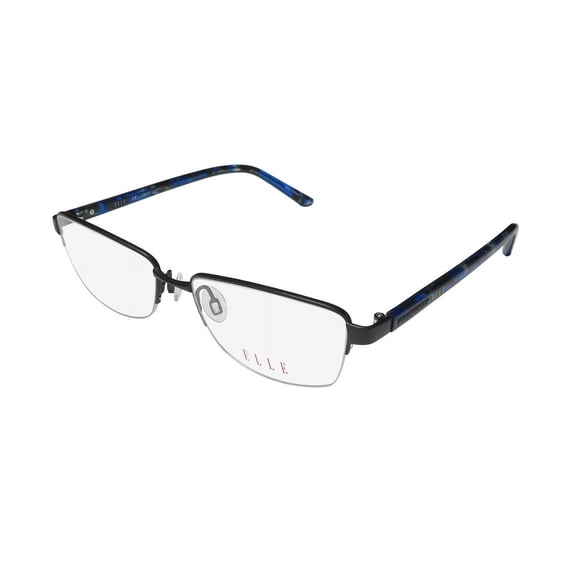 NEW ELLE 13451 WOMENS/LADIES RECTANGULAR HALF-RIM BLACK AFFORDABLE DURABLE DESIGER FRAME DEMO LENSES 53-17-135 EYEGLASSES/EYEWEAR