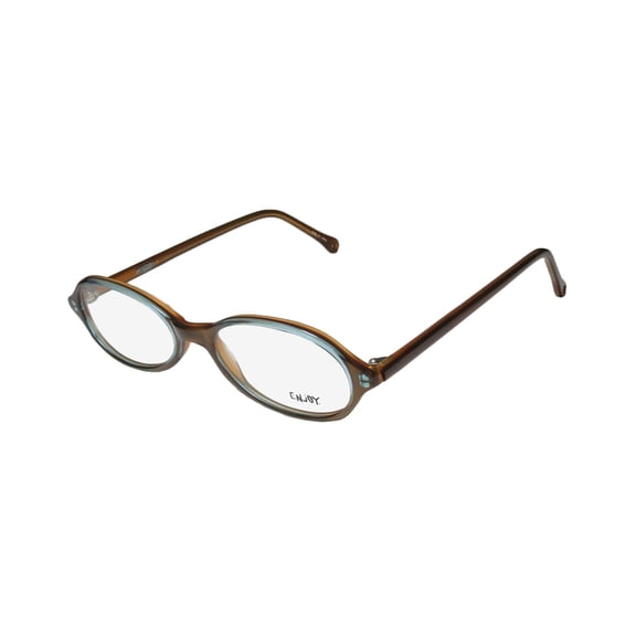 NEW ENJOY 2703 MENS/WOMENS DESIGNER FULL-RIM BROWN / BLUE FRAME DEMO LENSES 50-17-140 EYEGLASSES/SPECTACLES
