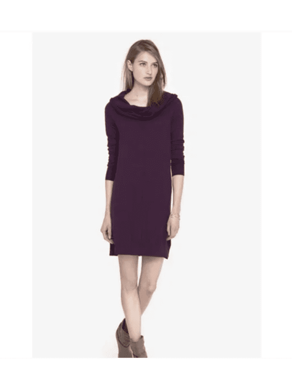 NEW EXPRESS Purple Currant Cowl Neck Sweater Dress XS