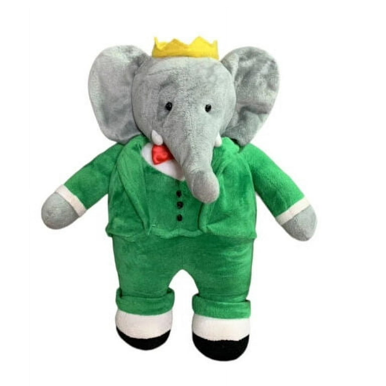 Peluche Doudou Elephant BABAR gris vert Assis 22 cm