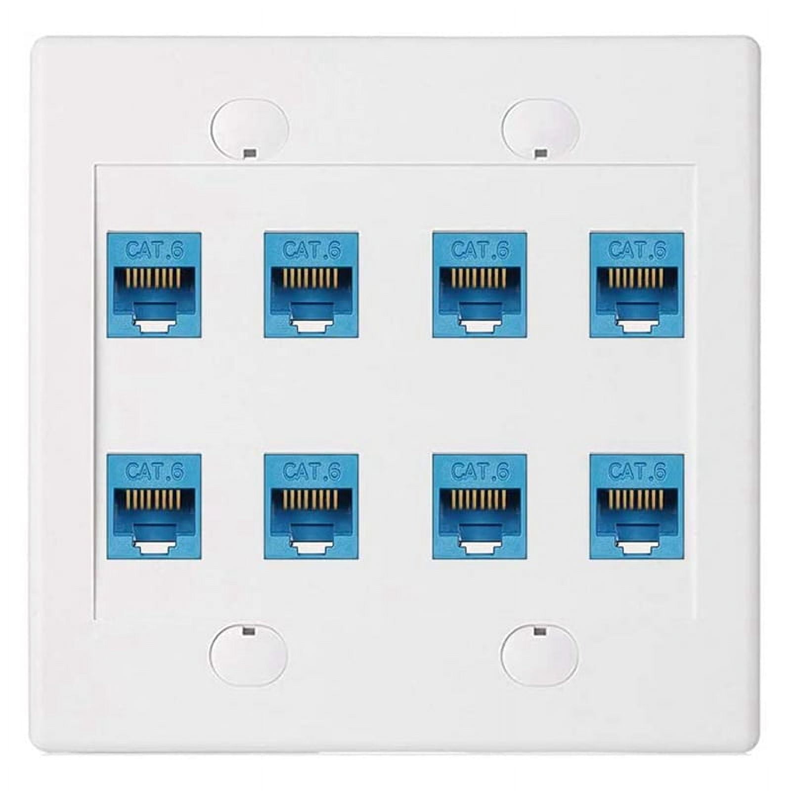 Wall Plate 8 Port Double Gang Cat6 RJ45 Keystone Jack