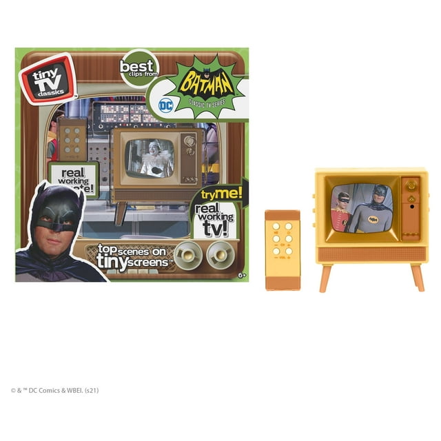NEW FALL '21 - Tiny TV Classics - Batman Edition- Newest Collectible from Basic Fun - Watch top Batman scenes on a real-working Tiny TV (with working remote)!