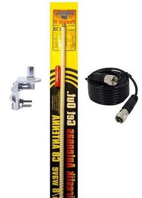 NEW FIRESTIK 2 FS4 W 4FT WHITE CB ANTENNA, 18FT COAX, MIRROR MOUNT ...