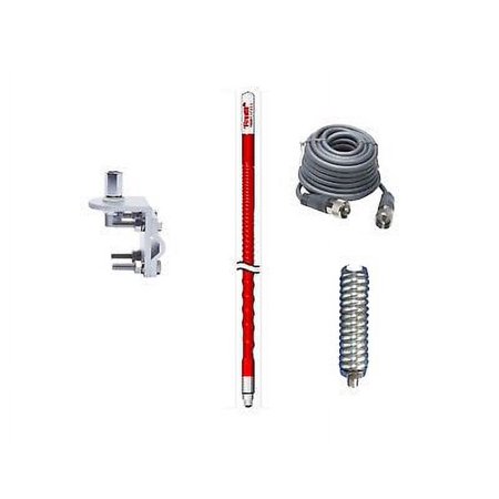 NEW FIRESTIK  KW3 R 3FT RED CB ANTENNA, 18FT RG8X COAX, MOUNT & SPRING