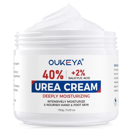 OUKEYA Urea Cream 40% Plus 2% Salicylic Acid, Intensive Moisturizer for Dry Cracked Hands, Feet & Elbows, 5.29 oz