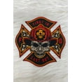 thumbnail image 1 of NEW Firefighter Patch, "First In, Last Out," First Responder Gift Idea, 1-pc Iron-on Embroidered Fire Skull Applique, Size 4", Fire Badge, 1 of 10
