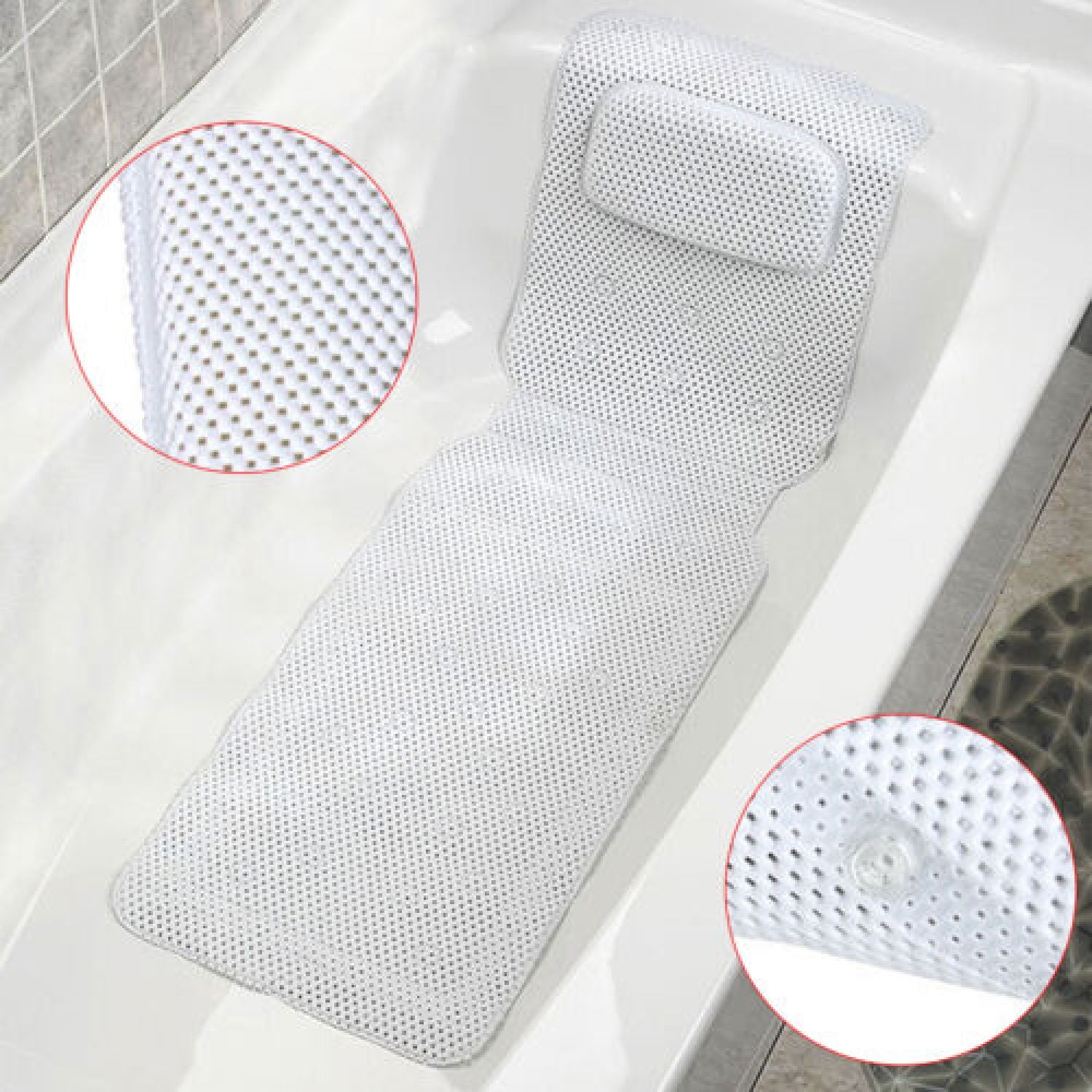 NEW Full Body Bath Pillow Cushion Tub Spa Bathtub Non Slip Extra Large