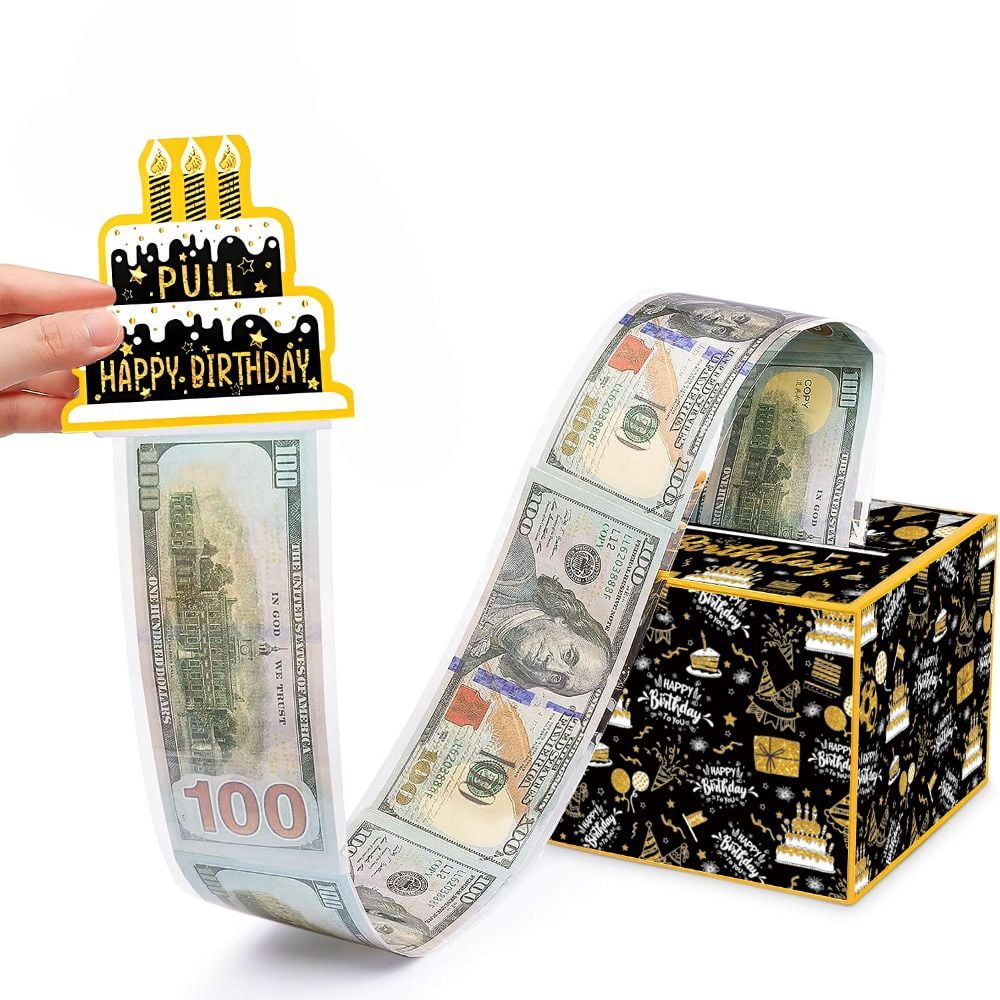 NEW Funny Birthday Paper Cake Decoration Cash Pull Gift Boxs Surprise ...
