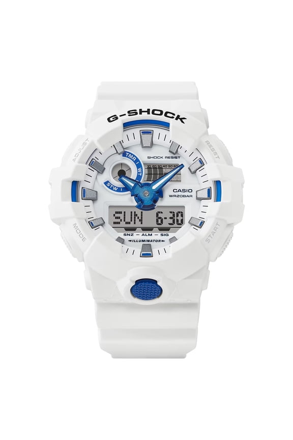 NEW! G-Shock White & Blue Analog & Digital Watch GA700HDS-7A