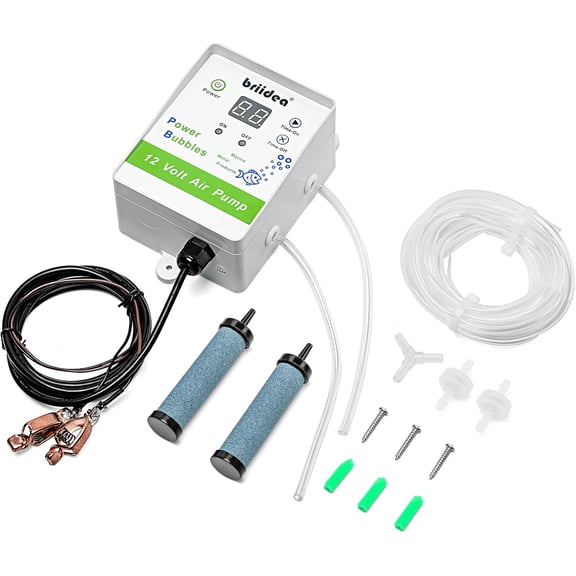 NEW GENERATION, Aerator for Bait Bucket, 12 Volt Livewell Aerator Pump System, Dual Pump & Outlet Design, Smart Timing Cycle Control, Enhances Oxygen Flow and Extends Live Bait Freshness