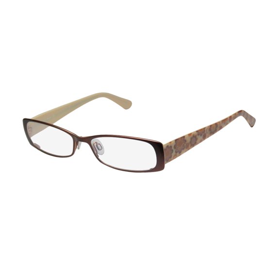 NEW GHOST DAISY WOMENS/LADIES DESIGNER FULL-RIM BROWN / MULTICOLOR FLORAL PATTERN FLOWER PATTERN SIMPLE & ELEGANT FRAME DEMO LENSES 52-16-0 EYEGLASSES/SPECTACLES