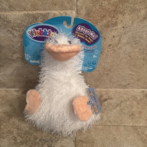 NEW Ganz  Webkinz - White GOOGLES Platypus Stuffed Animal 12" Plush HM021 (Unused Sealed Code)(BONUS 1 FUN CHOPS & 1 ZIPPER BRACELET)
