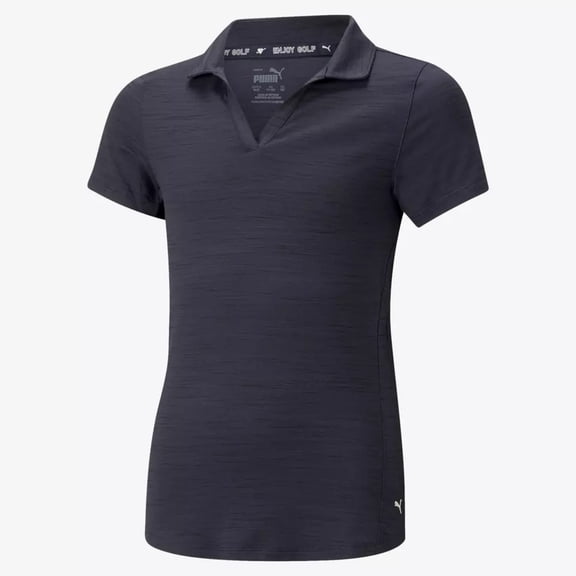 NEW Puma Girl's CloudSpun Coast Short Sleeve Polo Navy Blazer Heather Large