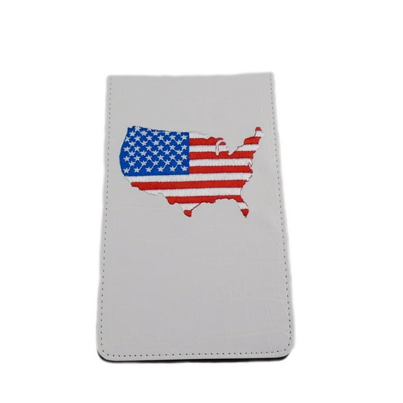 NEW Go To Caddie White USA Embroidered Yardage Book/Scorecard Holder