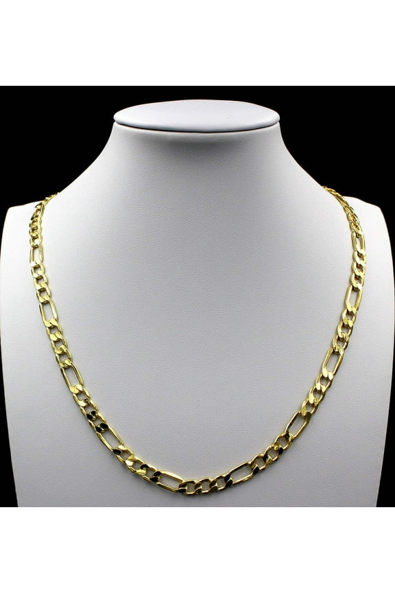 Gold Chain Necklace, 10K Yellow Gold Men's Figaro Link Chain Necklace 5.5MM 24"