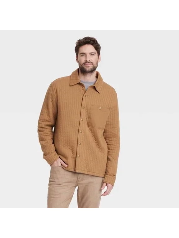 NEW Goodfellow & Co Men's Quilted Knit Shirt Jacket Brown