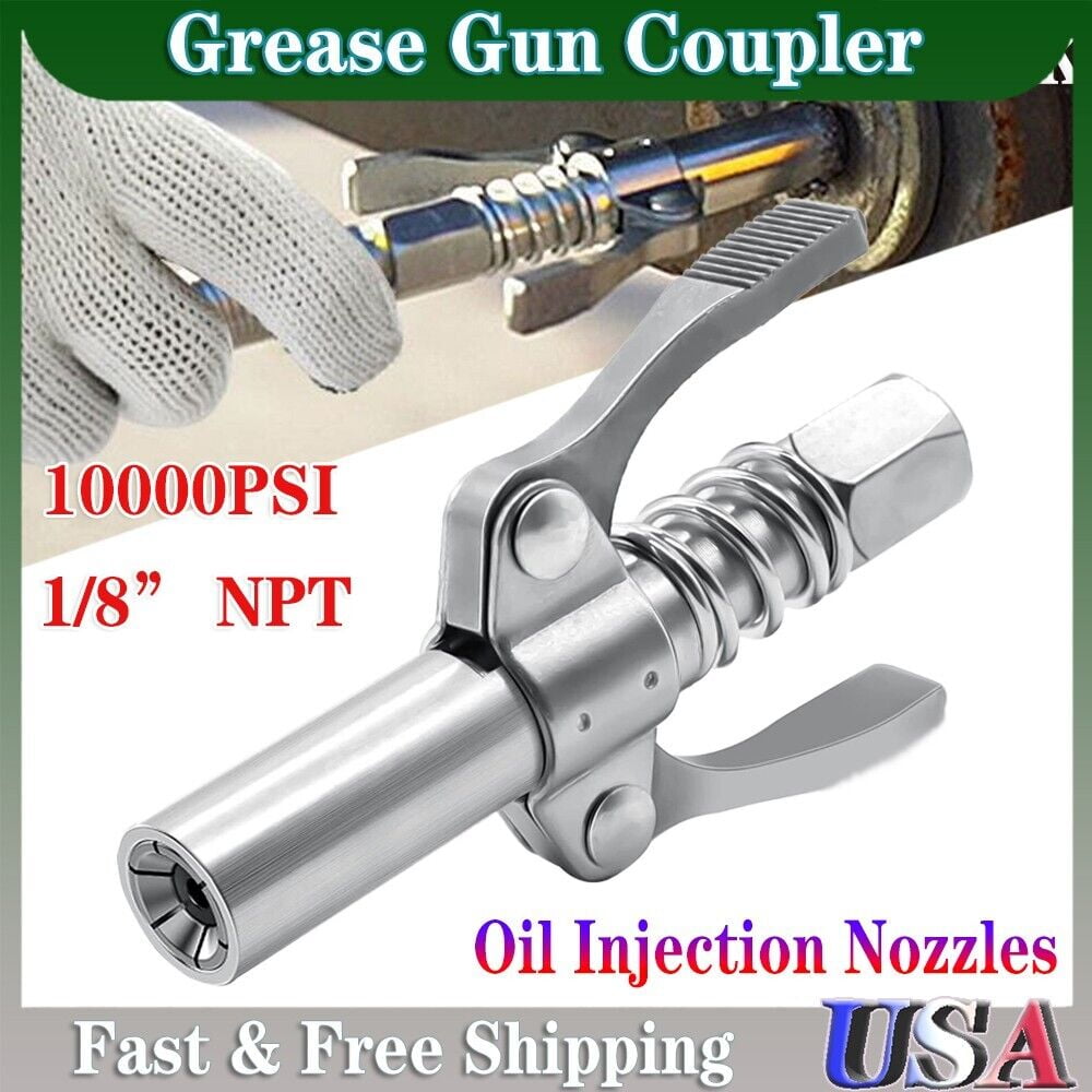 NEW Grease Gun Coupler, rated over 10,000 PSI, locks on, doesn't leak 1