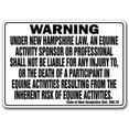 thumbnail image 1 of NEW HAMPSHIRE Equine Sign activity liability warning statute horse barn stable, 1 of 4
