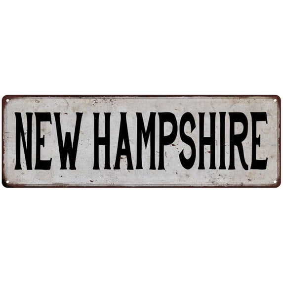NEW HAMPSHIRE Vintage Look Rustic Metal 6x18 Sign City State 206180041360