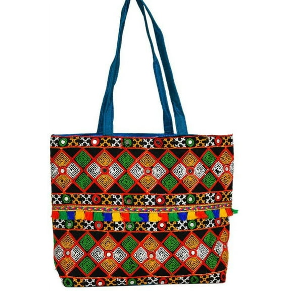 NEW HANDMADE WOMEN HANDBAG PURSE HAND EMBROIDERED WITH MIRROR WORK HANDBAG