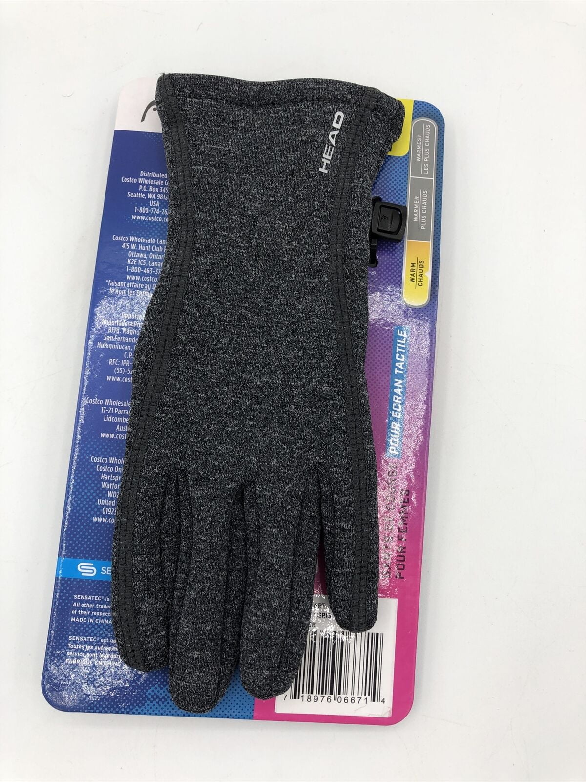 NEW HEAD Women's Touchscreen Running Gloves Gray 1601706 Size