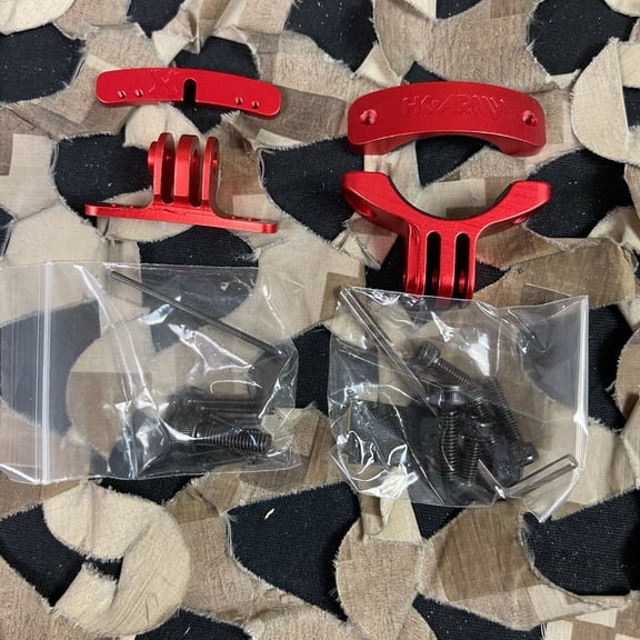 NEW HK Army Action Sports Goggle/Barrel Camera Mount Package-2 Mounts-Red/Red