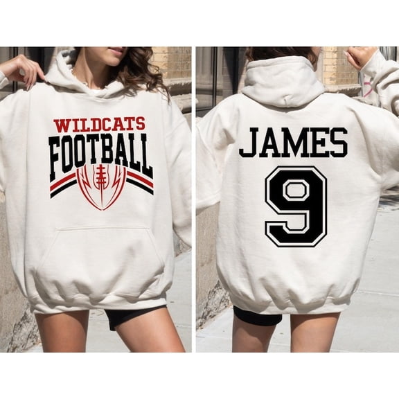 NEW HOT ! Custom Football Team Name & Number Hoodie Football Mom Hoodie Football Team Hoodie Game Day Hoodie Gift for Mom High School Football Cheer