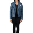 thumbnail image 1 of NEW HOT Women Blue Lambskin Real Leather Jacket Motorcycle Slim Fit Coat W350, 1 of 4
