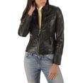 thumbnail image 1 of NEW HOT Women Lambskin Real Black Leather Jacket Motorcycle Slim Fit Coat W167, 1 of 4
