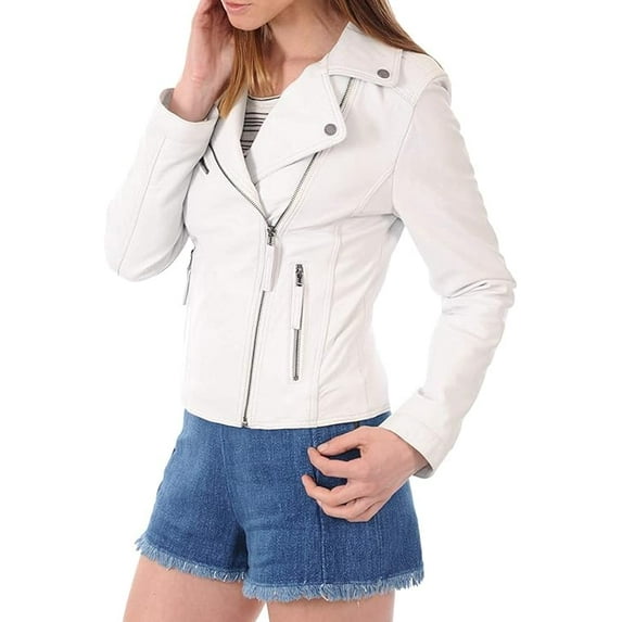 NEW HOT Women Lambskin Real Leather Jacket Motorcycle Quilted Slim Fit Coat W008