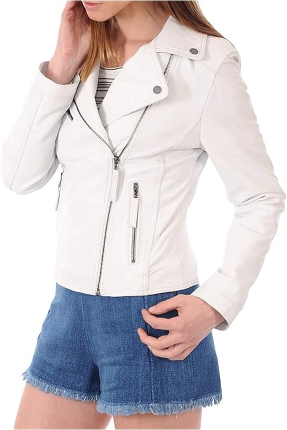 NEW HOT Women Lambskin Real Leather Jacket Motorcycle Quilted Slim Fit Coat W008