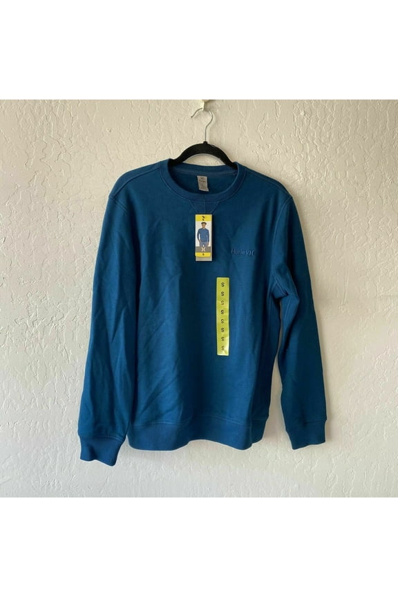 NEW!!! HURLEY Mens Sweatshirt Pullover Crew Neck (Teal & Small)