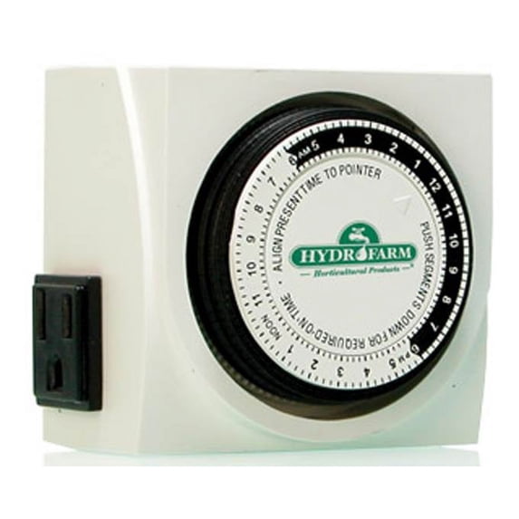 NEW HYDROFARM TM01015D Hydroponics Grow Light Dual Outlet Analog Grounded Timer