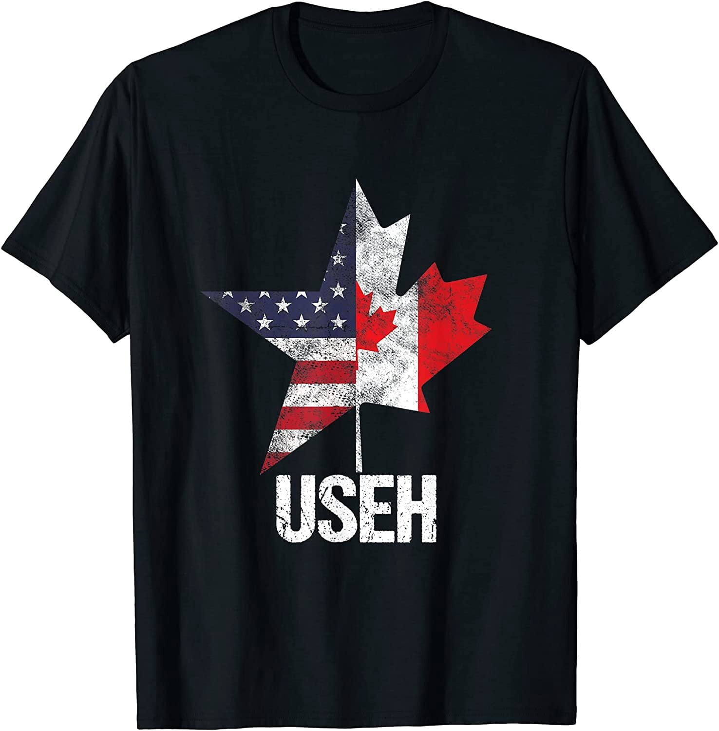 NEW Half Canadian American USEH Canada Flag United States T-Shirt ...