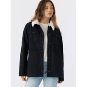 NEW Hang Ten Womens Utility Fleece lined Jacket Plush Collar Black Size L