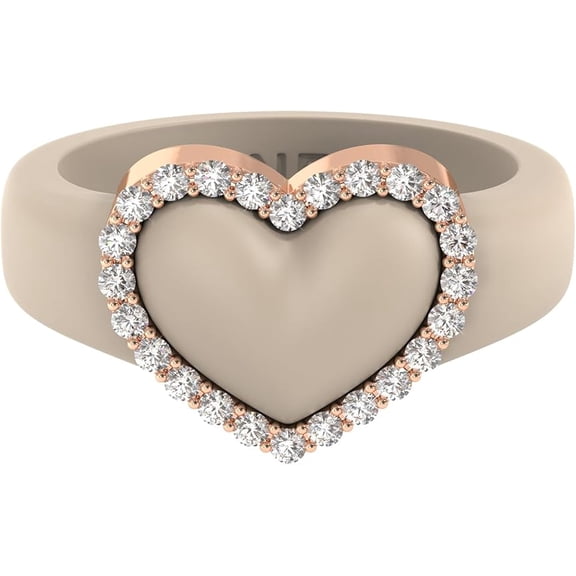 NEW! Heart with Metal Frame & CZ Stones - Women's Silicone Rings- Patent Pending Design