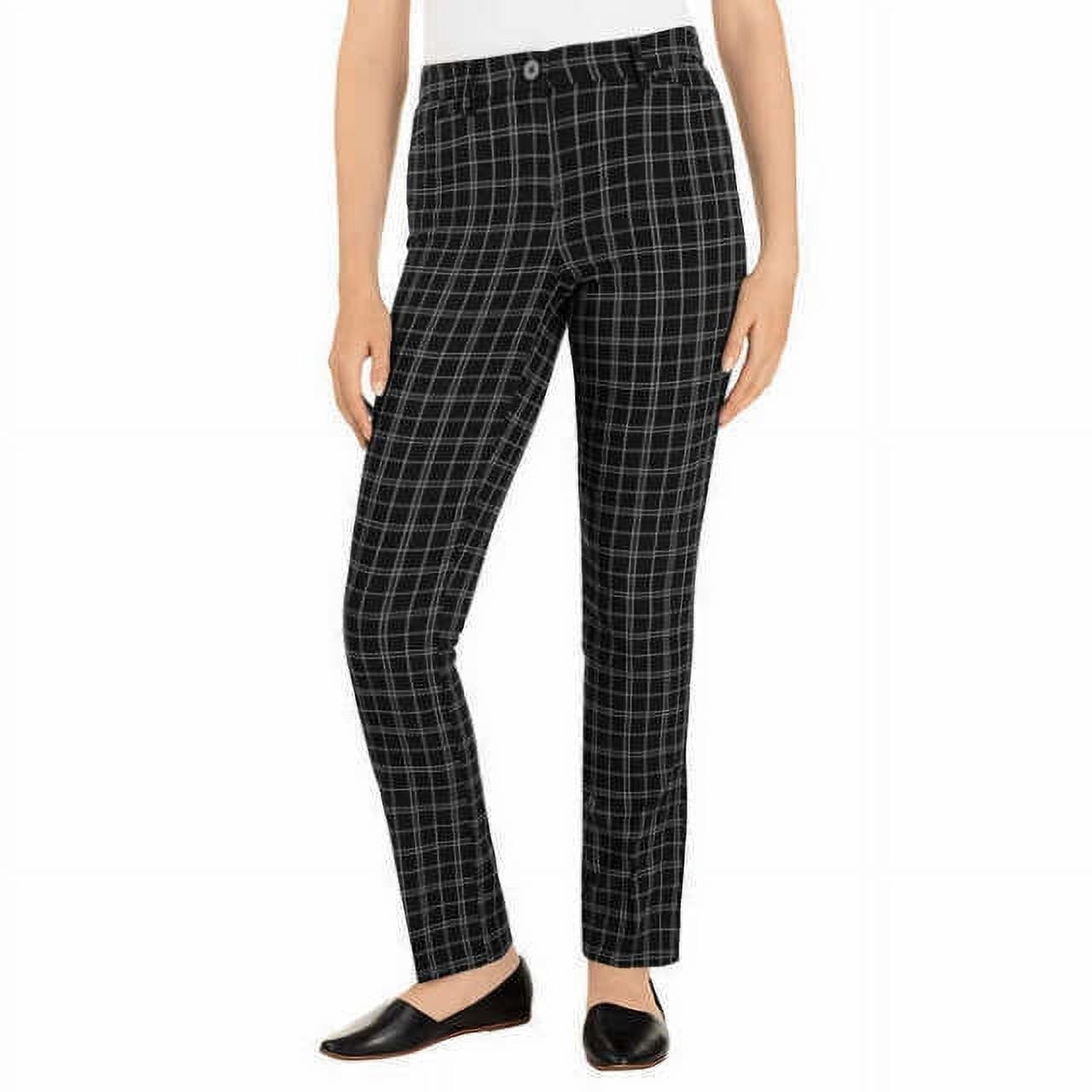 -NEW- Hilary Radley Ladies' Plaid Dress Pant - Black Combo Size 12 Large -NWT-