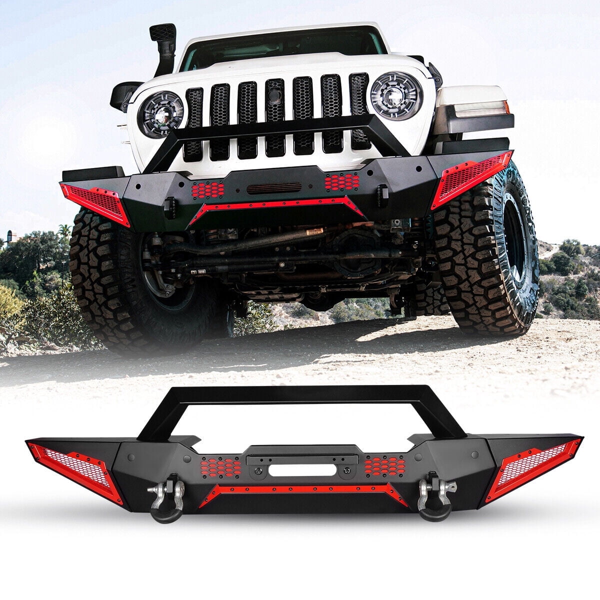 NEW Hollow Carved Design Jeep Front Bumper for 2018-2026 Jeep Wrangler ...